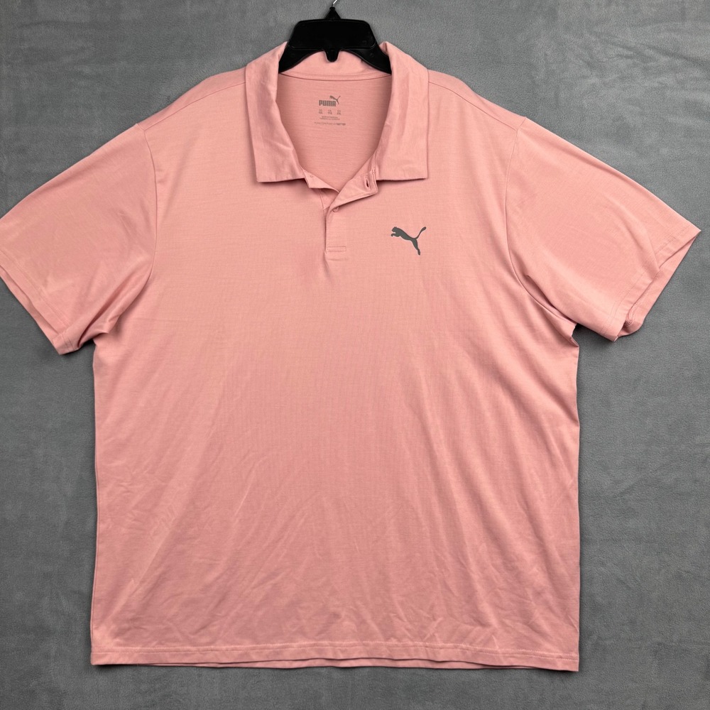 Puma Mens Polo Shirt Pink Short Sleeve Performance Golf Athletic XXLarge‎